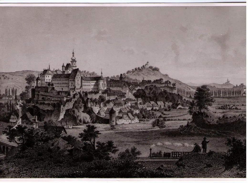Stahlstich des Pulverturms nach Ludwig Rohbock.